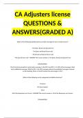 CA Adjusters license QUESTIONS & ANSWERS(GRADED A)