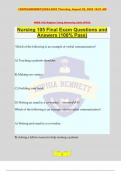 Nursing 105 Final Exam Questions and Answers (100% Pass)