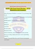 NURS 105 Final Exam Review – BYUI Questions and Answers