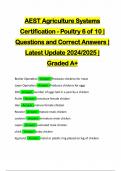 AEST Agriculture Systems Certification - Poultry 6 of 10 | Questions and Correct Answers | Latest Update 2024/2025 | Graded A+