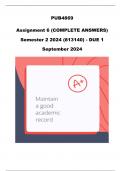 PUB4869 Assignment 6 Full Solutions Semester 2 2024 (813140) - DUE 1 September 2024 ;100 % TRUSTED workings, Expert Solved, Explanations and Solutions.