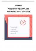 HED4807 Assignment 4 (COMPLETE ANSWERS) 2024 - DUE 9 October  2024 ; 100% TRUSTED Complete, trusted solutions and explanations.