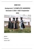 BWE1501 Assignment 1 (COMPLETE ANSWERS) Semester 2 2024 - DUE 5 September 2024