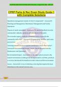 CPRP Parks & Rec Exam Study Guide 1 with Complete Solutions