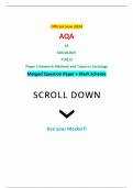 Official June 2024 AQA AS SOCIOLOGY 7191/2 Paper 2 Research Methods and Topics in Sociology Merged Question Paper + Mark Scheme