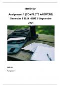 BWE1501 Assignment 1 Full Solutions Semester 2 2024 - DUE 5 September 2024 ;100 % TRUSTED workings, Expert Solved, Explanations and Solutions.