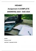 HED4807 Assignment 4 (COMPLETE ANSWERS) 2024 - DUE 2024 ; 100% TRUSTED Complete, trusted solutions and explanations