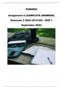 PUB4869 Assignment 6 (COMPLETE ANSWERS) Semester 2 2024 (813140) - DUE 1 September 2024