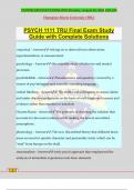 PSYCH 1111 TRU Final Exam Study Guide with Complete Solution