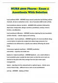 NURS 4600 Pharm - Exam 4 Anesthesia With Solution