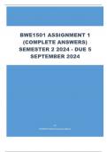 BWE1501 Assignment 1 Full Solutions Semester 2 2024 - DUE 5 September 2024 ;100 % TRUSTED workings, Expert Solved, Explanations and Solutions