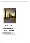 R-ALI 110 Assignment 2 (COMPLETE QUESTIONS & ANSWERS) 2024 - DUE 19 September 2024