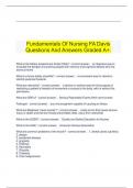  Fundamentals Of Nursing FA Davis Questions And Answers Graded A+.