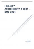 HED4807 Assignment 4 (COMPLETE ANSWERS) 2024 - DUE 9 October 2024 