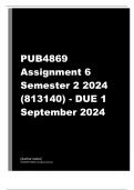 PUB4869 Assignment 6 (COMPLETE ANSWERS) Semester 2 2024 (813140)