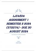 LJU4804 Assignment 1 Semester 2 2024 (572574) - DUE 30 August 2024