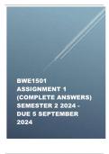 BWE1501 ASSIGNMENT 1 (COMPLETE ANSWERS) SEMESTER 2 2024 - DUE 5 SEPTEMBER 2024