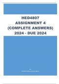 HED4807 Assignment 4 (COMPLETE ANSWERS) 2024 - DUE 9 October 2024 