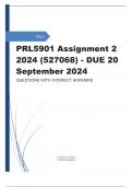 PRL5901 Assignment 2 (COMPLETE ANSWERS) 2024 (527068)