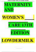 Test Bank for Maternity & Women’s Health Care, 13th Edition,Lowdermilk. UPDATED VERSION,2024!!!! ALL CHAPTERS FULLY COVERED !!!! GET A COPY,GET AN A+