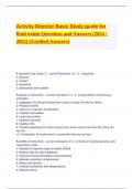 Activity Director Basic Study guide for final exam Questions and Answers (2024/2025) (Verified Answers).