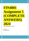 FIN4801 Assignment 5 Full Solutions 2024 ;100 % TRUSTED workings, Expert Solved, Explanations and Solutions. 