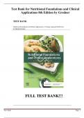 Test Bank for Nutritional Foundations and Clinical Applications 8th Edition by Grodner.