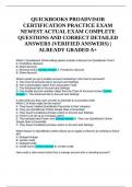 QUICKBOOKS PROADVISOR CERTIFICATION PRACTICE EXAM NEWEST ACTUAL EXAM COMPLETE QUESTIONS AND CORRECT DETAILED ANSWERS (VERIFIED ANSWERS) |ALREADY GRADED A+