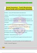 Dental Assistant - Tooth Morphology Study Guide with Complete Solutions