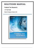 Solutions Manual ; Solutions For Federal Tax Research, 12th Edition, Sawyers, Gill