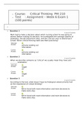 Critical Thinking PHI 210 -Week 6 Exam 1 - Midterm exam (Version 5), Verified And Correct Answers, Secure HIGHSCORE