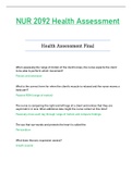 NUR2092 / NUR 2092 Final Exam (Latest 2021 / 2022): Health Assessment - Rasmussen