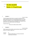  Exam (elaborations) Exam (elaborations) NURS 6630 Final Exam: Psychopharmacologic Approaches To Treatment Of Psychopathology: Walden University NURS 6630 Final Exam Latest 2021, Walden University