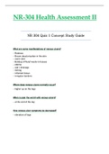 NR304 / NR-304 Quiz 1 Concept Study Guide (Latest 2021): Health Assessment II - Chamberlain