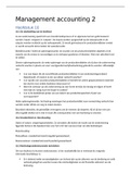 Samenvatting management accounting 2 HF 10 t/m 18, geen hf 13