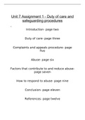 Unit 7 - Duty of care and safeguarding procedures Task 1