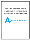 TEST BANK FOR MERRILL’S ATLAS OF RADIOGRAPHIC POSITIONING AND PROCEDURES 14TH EDITION BY LONG