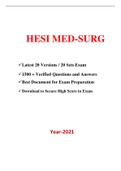 HESI PN Med-Surg Exam (20 Versions, 1500+ Verified Q & A, Latest-2021) / PN HESI Med-Surg Exam / Med-Surg HESI PN Exam / Med-Surg PN HESI Exam |Complete Guide for HESI Exam|