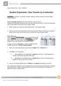 Heat  Transfer Conduction SE Feel the Heat Gizmos Lab( Download To Score An A)