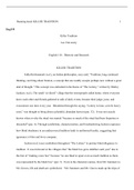 The Lottery Analysis Final.docx  Running head: KILLER TRADITION                                                                                           1  Eng110  Killer Tradition Lee University  English 110  €“ Rhetoric and Research  KILLER TRADITION  