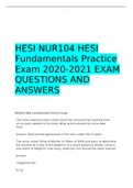 HESI NUR104 HESI Fundamentals Practice Exam 2020-2021 EXAM QUESTIONS AND ANSWERS 