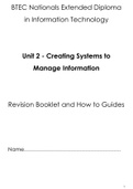 Summary Btec Nationals Information Technology Student Book + Activebook, ISBN: 9781292140414  Unit 2 - Creating Systems to Manage Information 