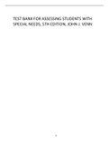 TEST BANK FOR ASSESSING STUDENTS WITH SPECIAL NEEDS, 5TH EDITION, JOHN J. VENN