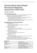 Samenvatting Hoorcolleges Neuropsychologische Assessment 2020 - 2021