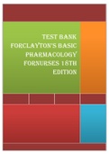 TEST BANK  FORCLAYTON’S BASIC  PHARMACOLOGY  FOR NURSES 18TH  EDITION