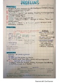 Summary  Unit 1 - A Cell Structure (proteins)