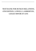 TEST BANK FOR HUMAN RELATIONS, 6TH EDITION, LOWELL LAMBERTON, LESLIE MINOR-EVANS