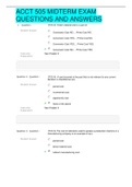 ACCT 505 MIDTERM EXAM  QUESTIONS AND ANSWERS