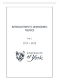 Introduction to Democratic Politics UoY Year 1 FULL NOTES