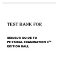 TEST BANK FOR SEIDEL’S GUIDE TO PHYSICAL EXAMINATION 9TH EDITION BALL